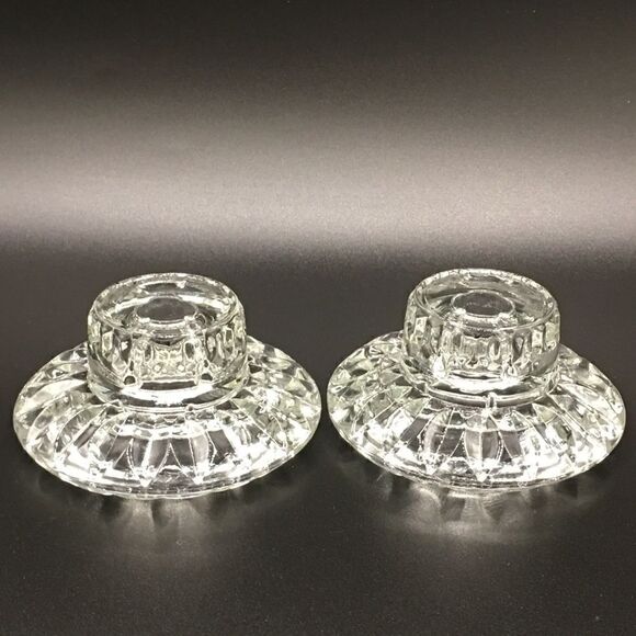 Vintage Faceted Round Crystal Taper Candle Holders - Picture 11 of 16